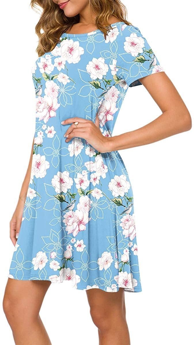 Alternative view of Horizon Picks Women's Floral Short Sleeve Swing T-Shirt Dress, Above the Knee