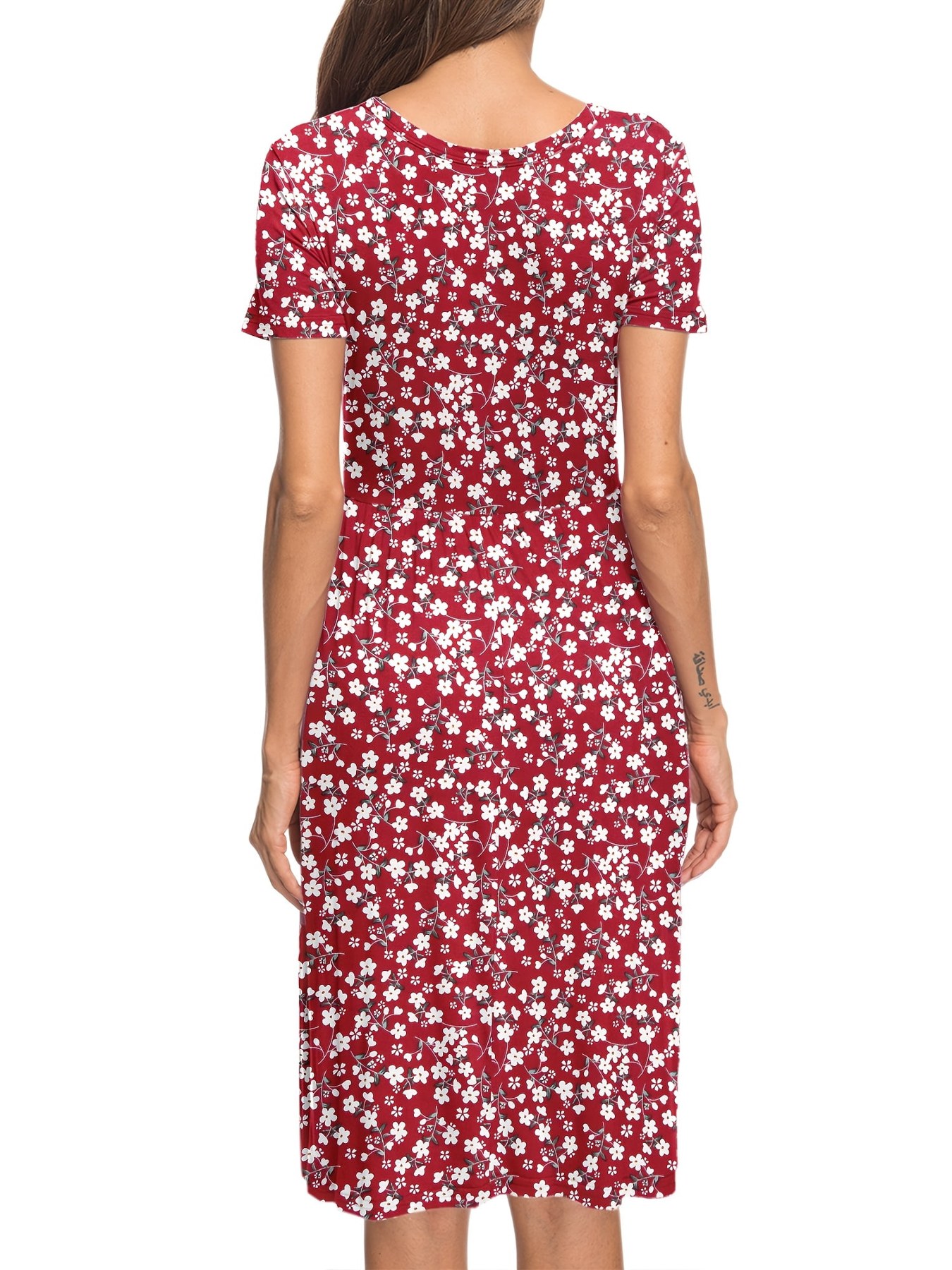 Horizon Picks Women's Flutter Sleeve Empire Waist Knee-Length Swing Dress with Pockets - Image 3