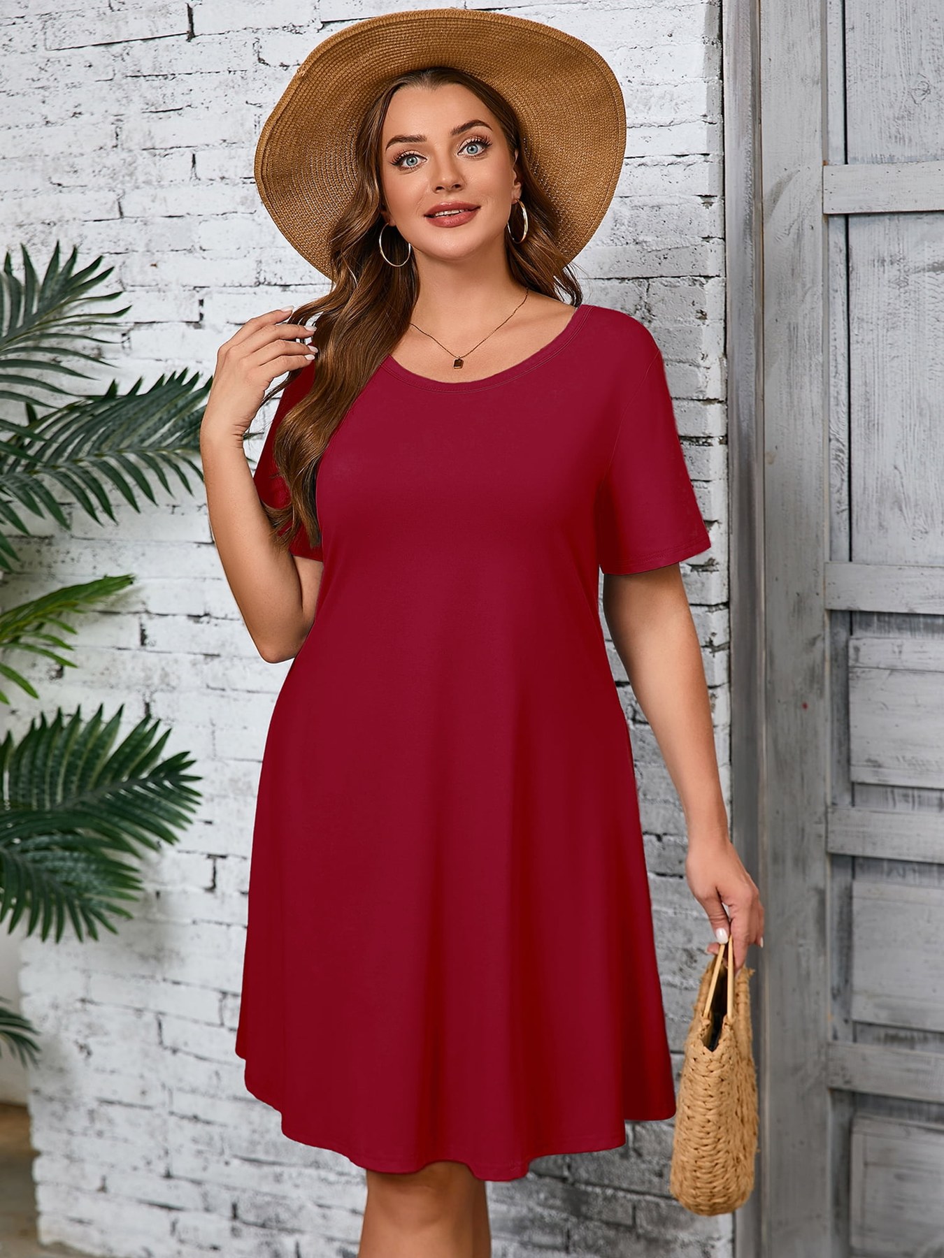 Alternative view of Horizon Picks Women's Plus Size Short Sleeve Swing T-Shirt Dress with Pockets, 1X to 5X