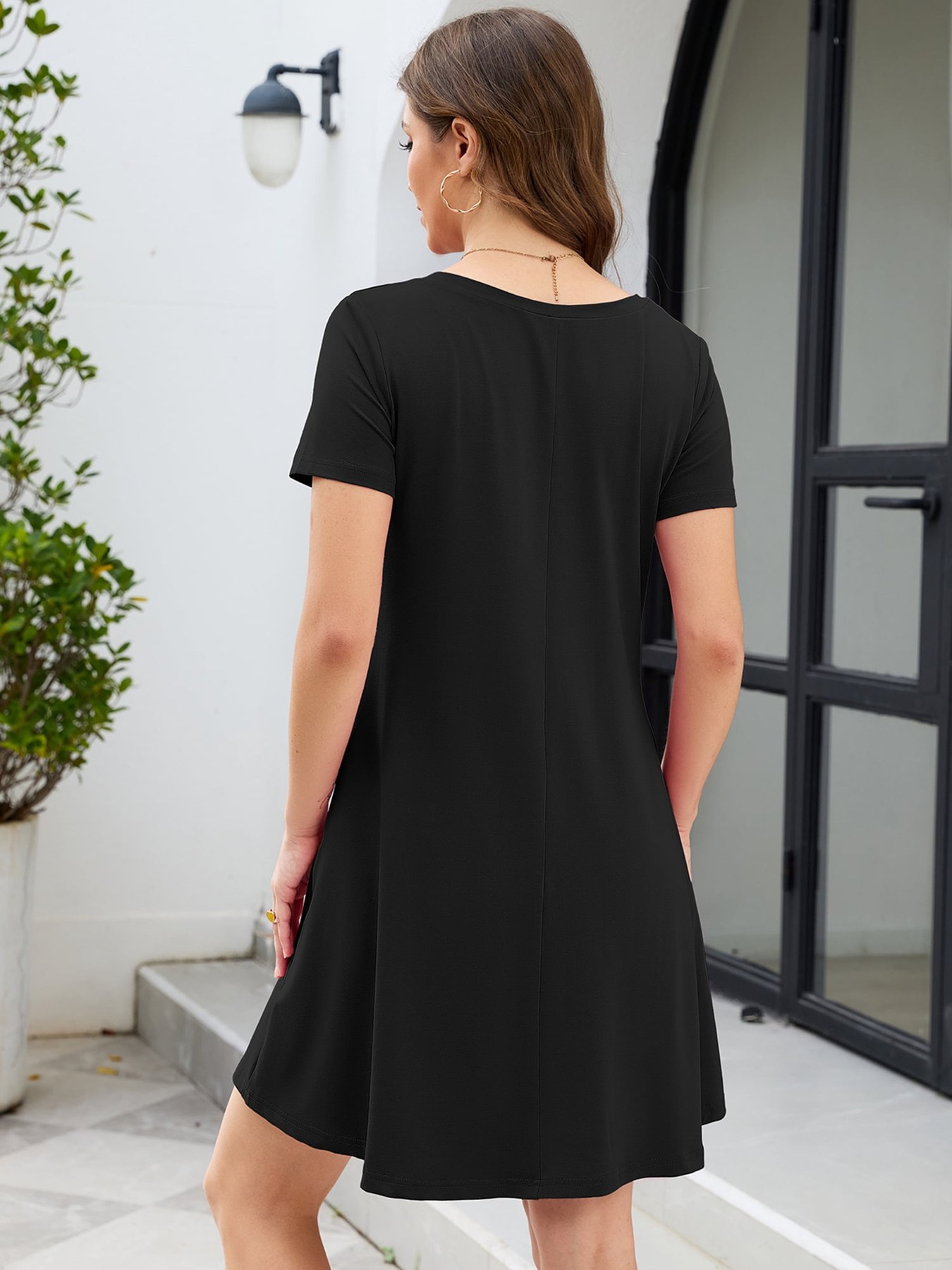 Alternative view of Horizon Picks Women's Crisscross V-Neck Cap Sleeve Swing T-Shirt Dress with Pockets