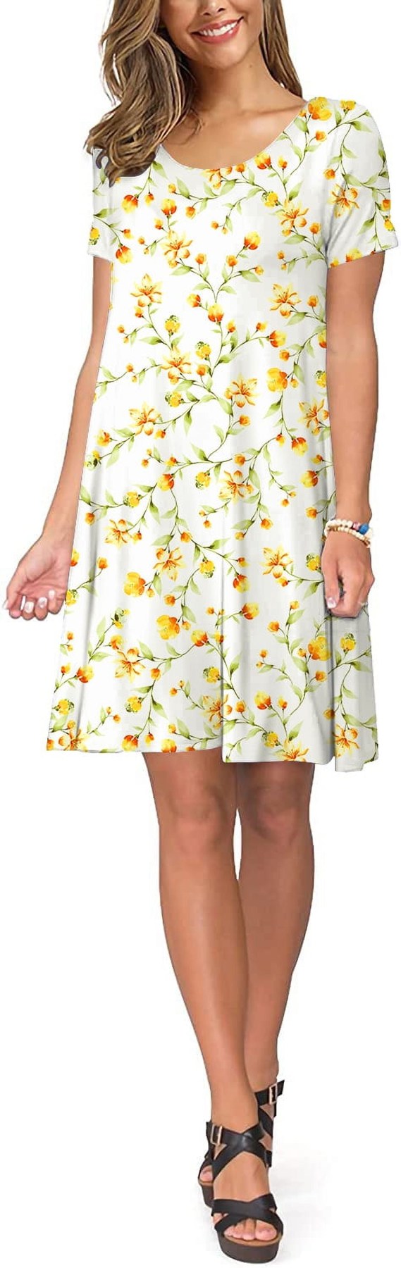 Alternative view of Horizon Picks Women's Scoop Neck Short Sleeve Swing T-Shirt Dress with Pockets, Rayon Blend