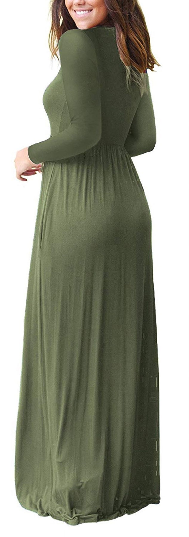 Horizon Picks Women's Long Sleeve Maxi Dress with Pockets, Elastic Waist, Rayon Blend - Image 3