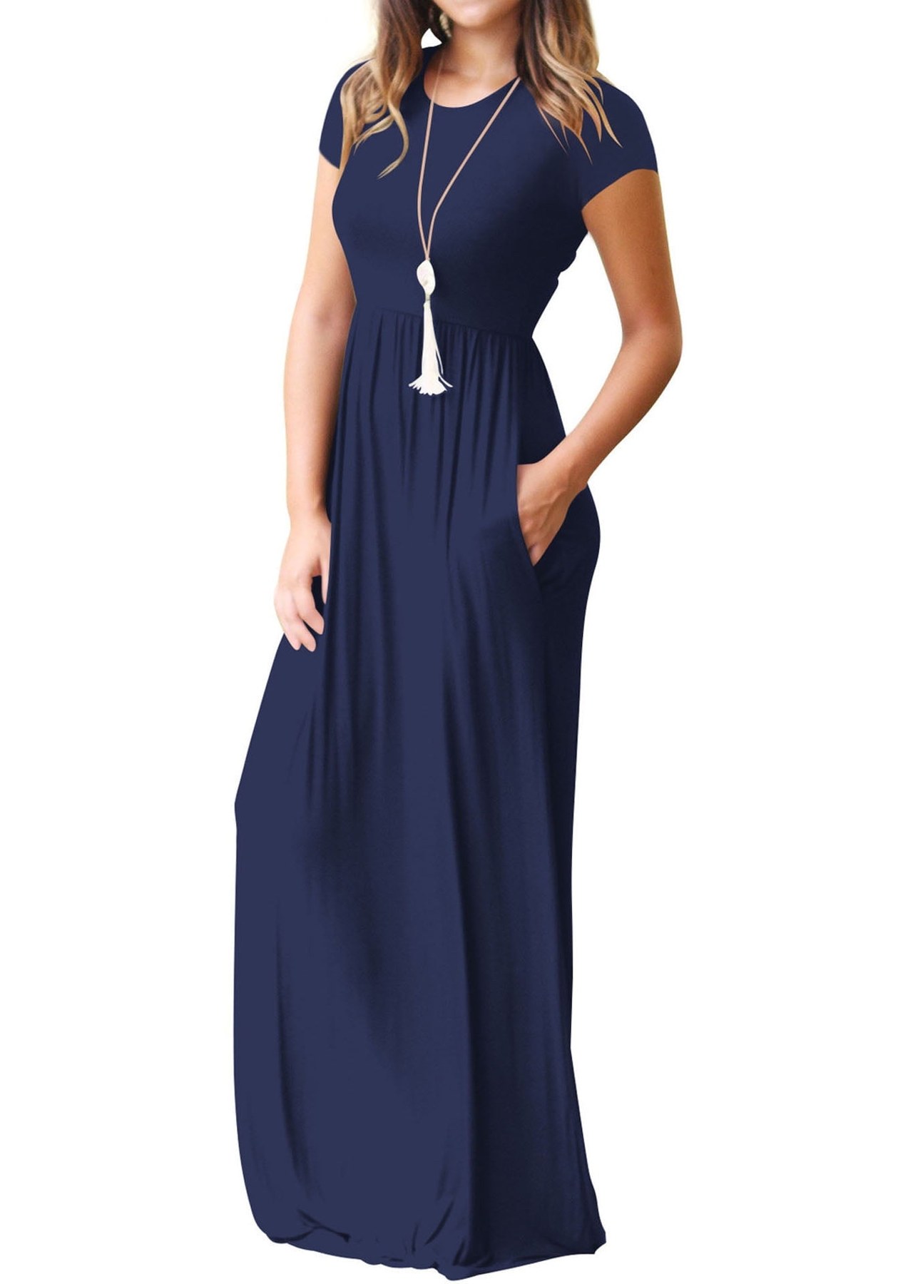 Horizon Picks Women's Short Sleeve Relaxed Maxi Dress with Hidden Pockets, Sizes S to 4XL