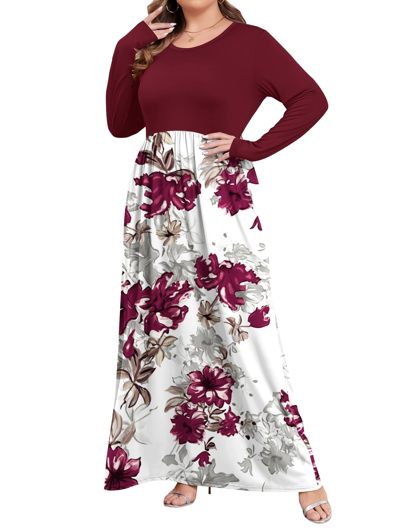 Alternative view of Horizon Picks Women's Plus Size Long Sleeve Pullover Maxi Dress with Pockets, XL to 5XL