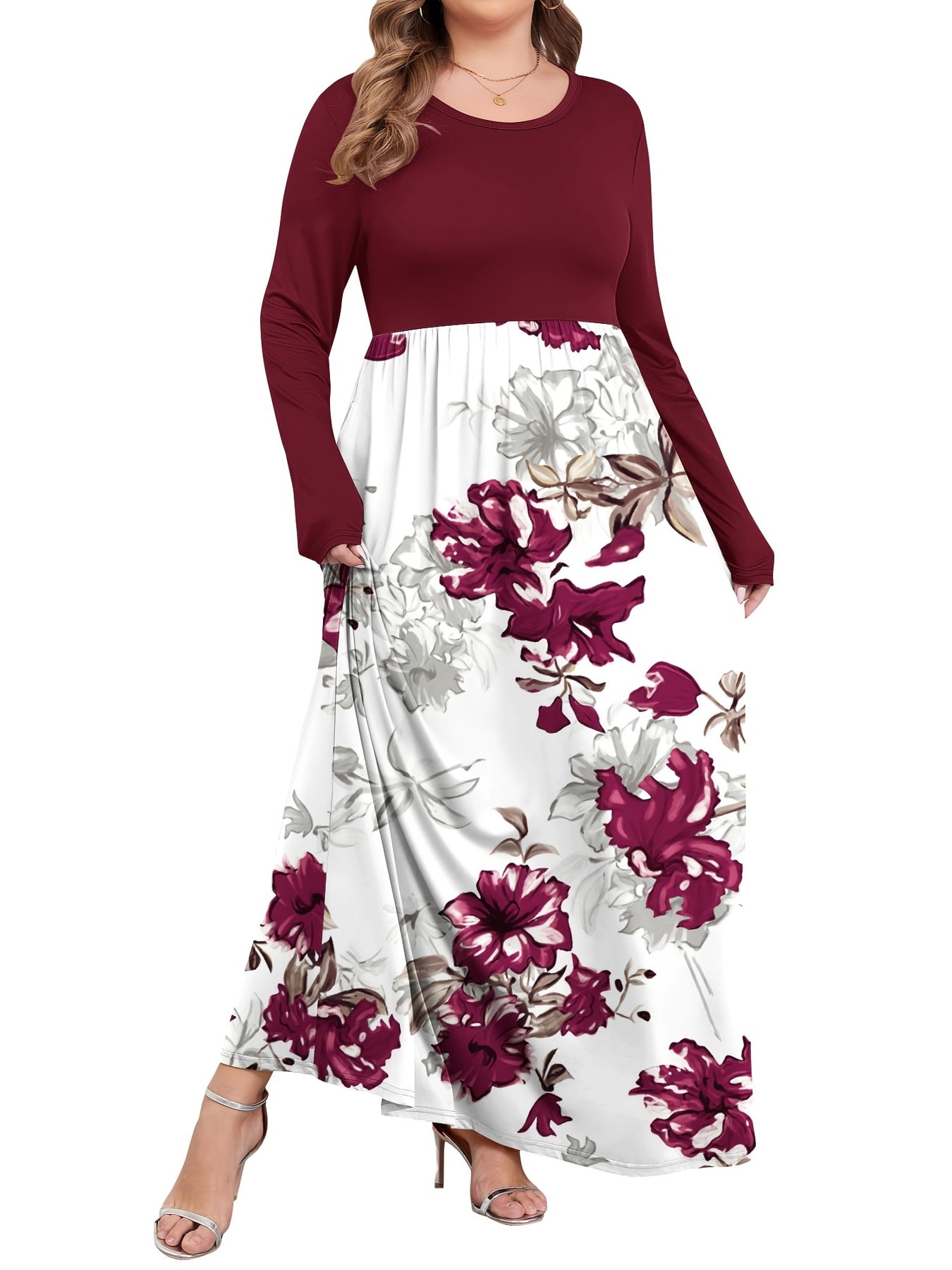 Horizon Picks Women's Plus Size Long Sleeve Pullover Maxi Dress with Pockets, XL to 5XL - Image 3