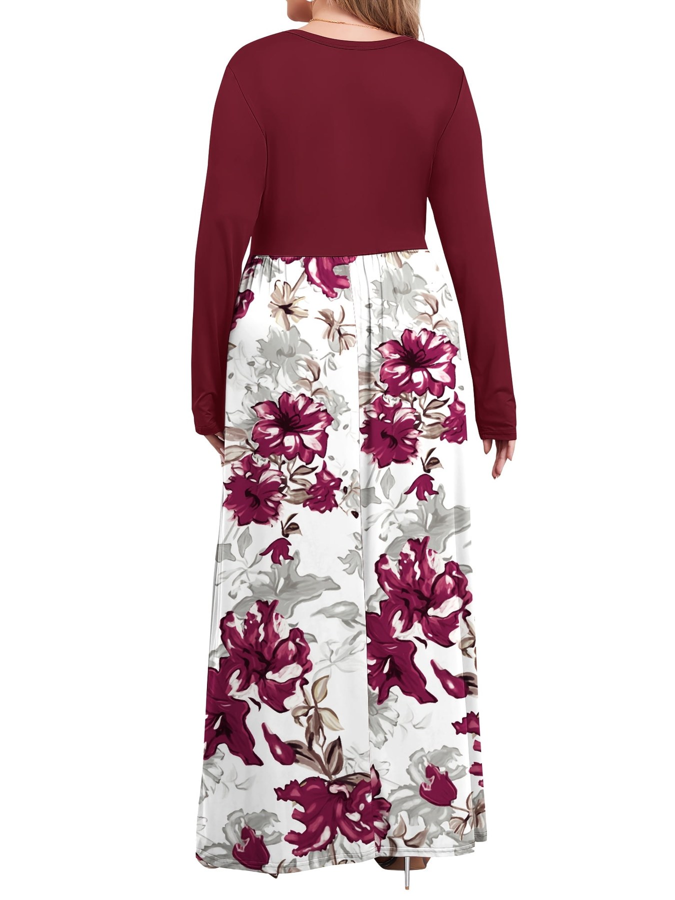 Horizon Picks Women's Plus Size Long Sleeve Pullover Maxi Dress with Pockets, XL to 5XL - Image 4