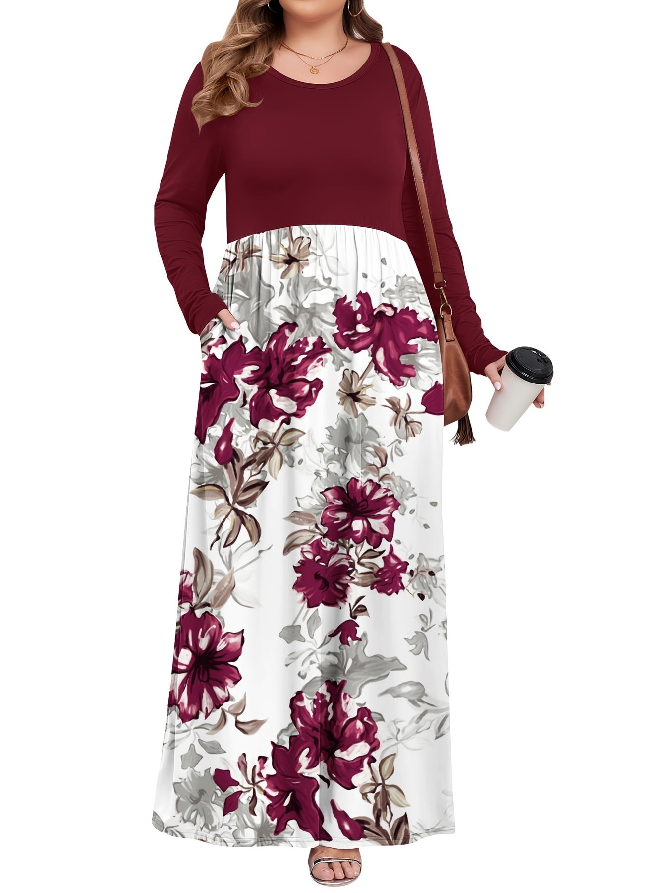 Horizon Picks Women's Plus Size Long Sleeve Pullover Maxi Dress with Pockets, XL to 5XL - Image 5
