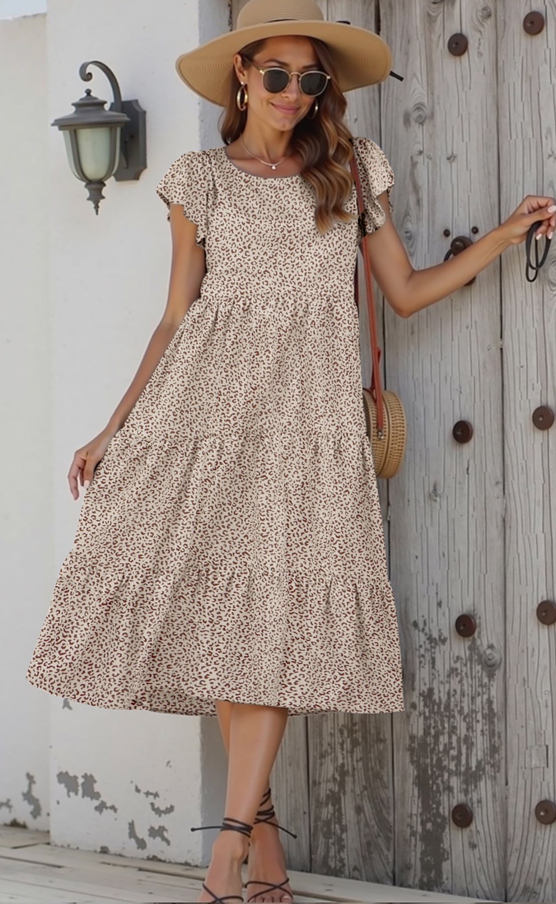 Alternative view of Horizon Picks Women's Floral Puff Sleeve Tiered Midi Sundress, High Waist