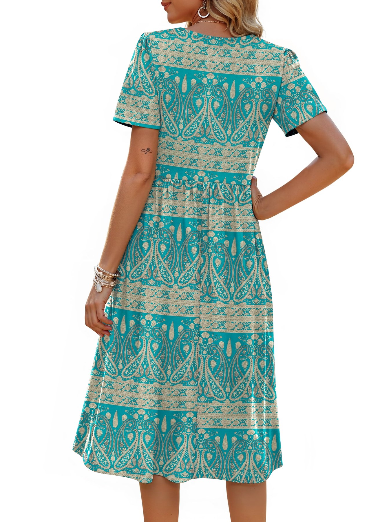 Horizon Picks Women's Crewneck Short Sleeve T-Shirt Midi Dress with Elastic Waist and Pockets - Image 4