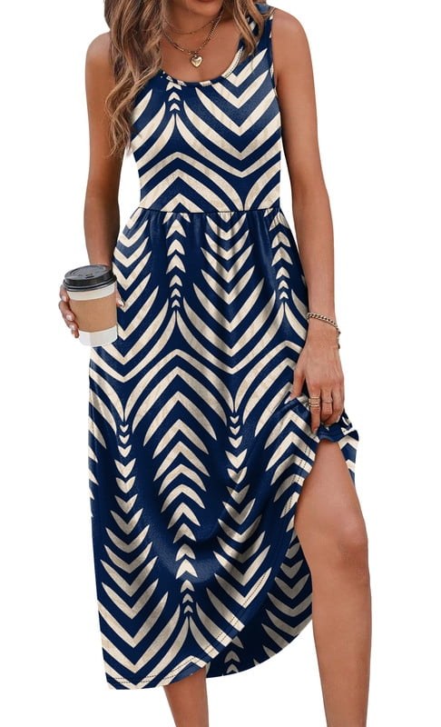 Alternative view of Horizon Picks Women's Sleeveless Scoop Neck A-Line Midi Sundress with Pockets
