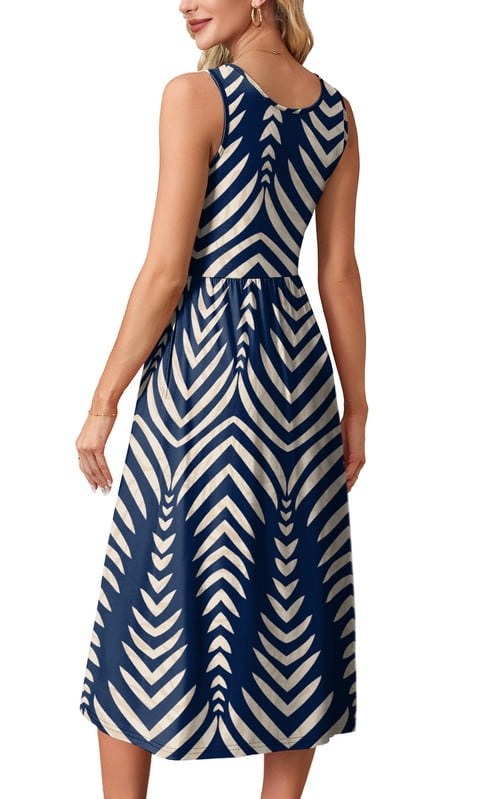 Horizon Picks Women's Sleeveless Scoop Neck A-Line Midi Sundress with Pockets - Image 5
